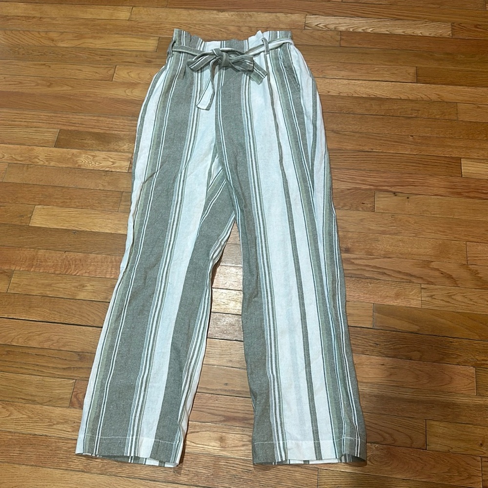 Green Gray and white striped‎ Ci Sono pants
